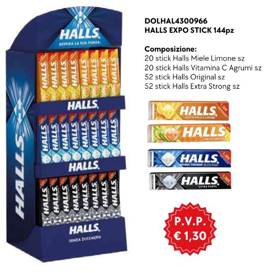 Picture of HALLS EXPO STICK ASSORTITO 144pz - EXPO DA BANCO - PR2025 (NUOVO PVP 1.30)