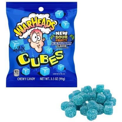 Immagine di CARAMELLE WARHEADS RASPB.CUBES BUSTA 12pz 99gr - CASA DEL DOLCE