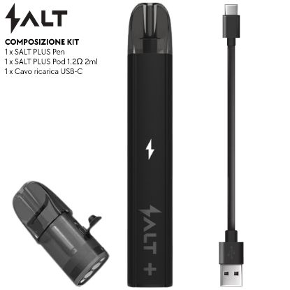 Immagine di SALT PLUS STARTER KIT BLACK SOFT TOUCH + POD 2ml vuoto