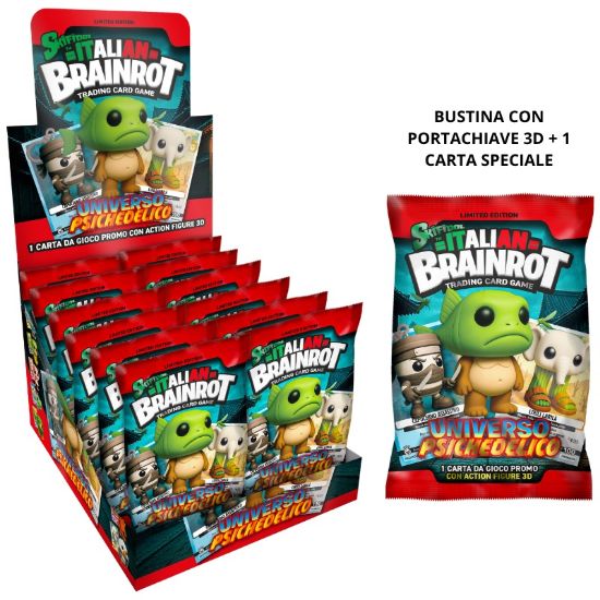 Immagine di CARTE DA GIOCO BRAINROT BUSTINA + PORTACHIAVI 3D - Serie Alpha Universo Psichedelico