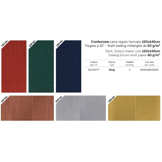 Immagine di CARTA REGALO 100X140 50 FG KRAFT SEALING SCURA