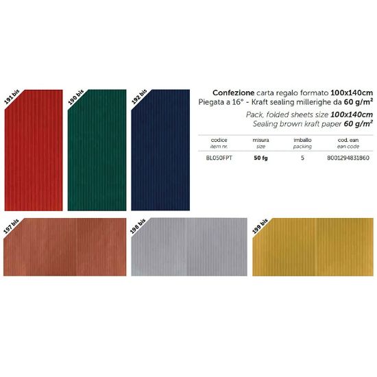 Immagine di CARTA REGALO 100X140 50 FG KRAFT SEALING SCURA