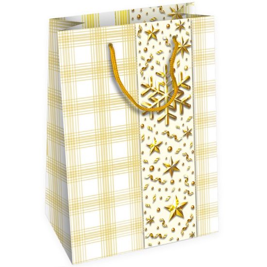 Picture of SACCHETTI SHOPPER METAL 25x12x35cm 10pz WHITE CHRISTMAS