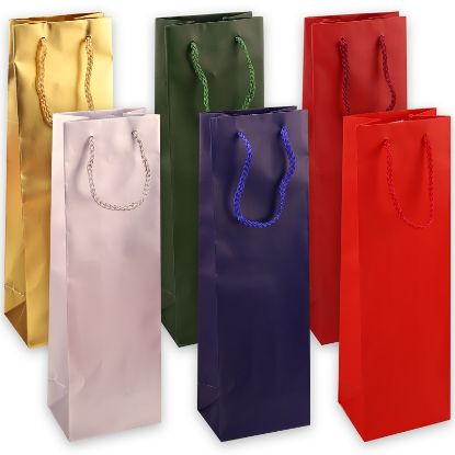 Immagine di SACCHETTI SHOPPER BOTTIGLIA 12x9x39cm 12pz COLORI ASSORTITI