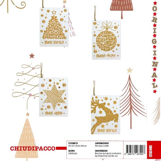Immagine di BIGLIETTI NATALE CHIUDIPACCO 4x25pz