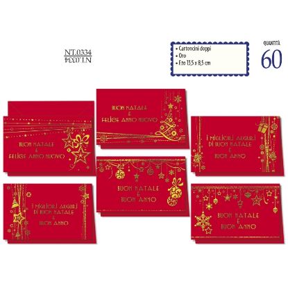 Picture of BIGLIETTI NATALE BRISTOL 85x135 60pz + BUSTA - ROSSO SCRITTA ORO