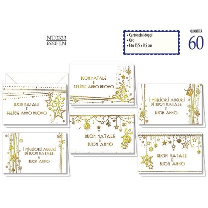 Picture of BIGLIETTI NATALE BRISTOL 85x135 60pz + BUSTA - BIANCO STRITTA ORO