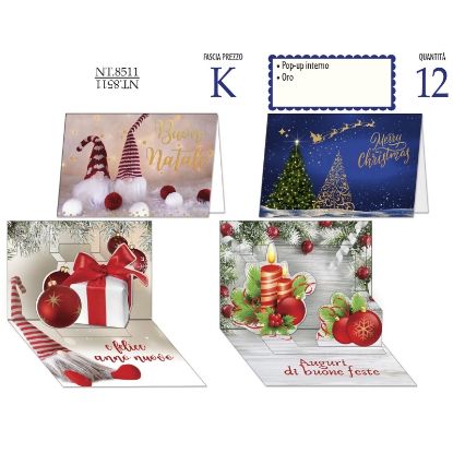 Picture of BIGLIETTI CROMO NATALE 12pz POP UP