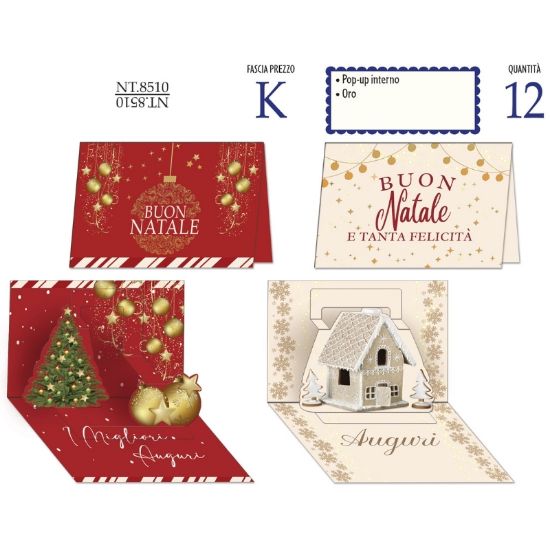 Picture of BIGLIETTI CROMO NATALE 12pz POP UP