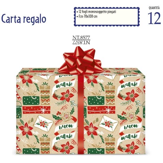 Immagine di CARTA REGALO 70X100cm 12fg NATALE