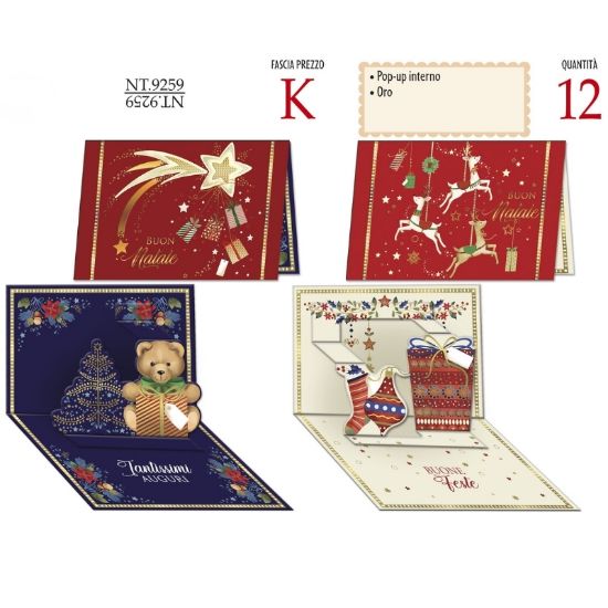 Picture of BIGLIETTI CROMO NATALE 12pz POP UP