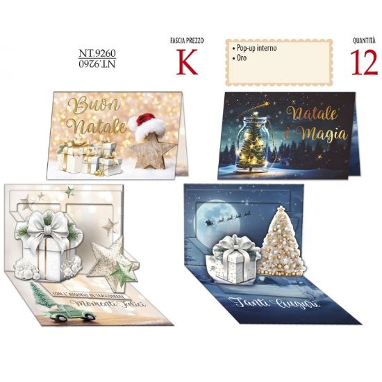 Immagine di BIGLIETTI CROMO NATALE 12pz POP UP