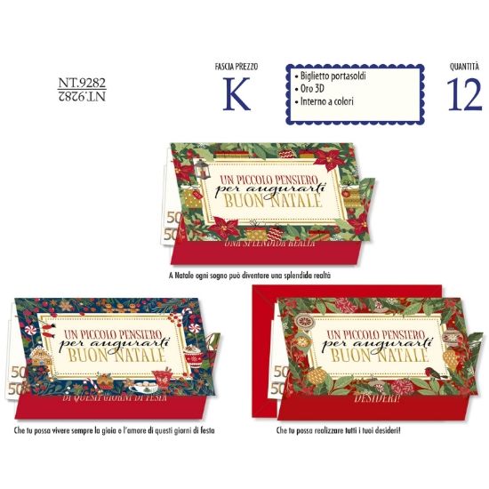 Picture of BIGLIETTI CROMO NATALE 12pz PORTASOLDI