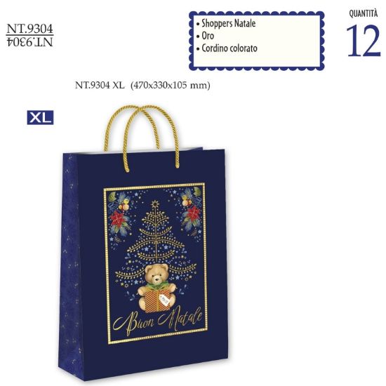 Immagine di SACCHETTI SHOPPER DECOR NATALE 47x33x10,5cm 12pz XLARGE CROMO