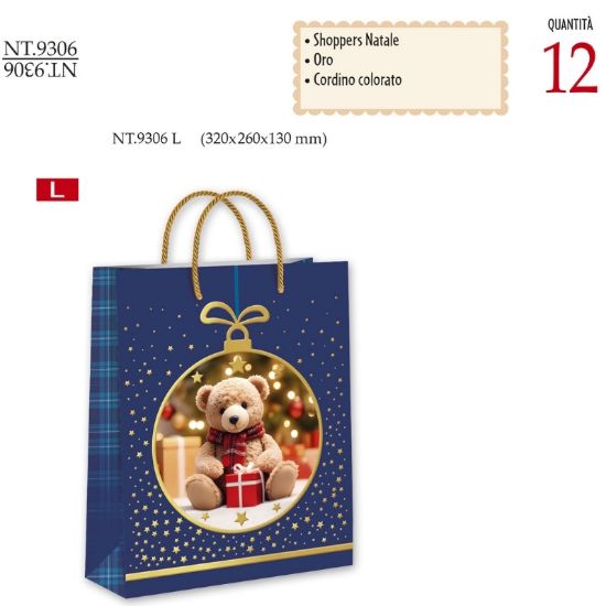 Picture of SACCHETTI SHOPPER DECOR NATALE 32x26x13cm 12pz LARGE CROMO