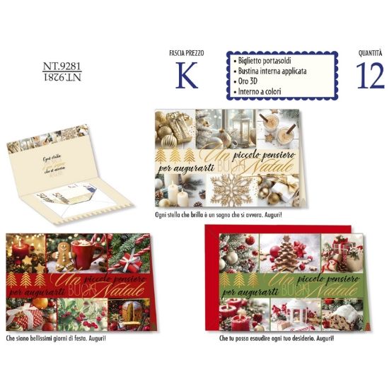 Picture of BIGLIETTI CROMO NATALE 12pz PORTASOLDI