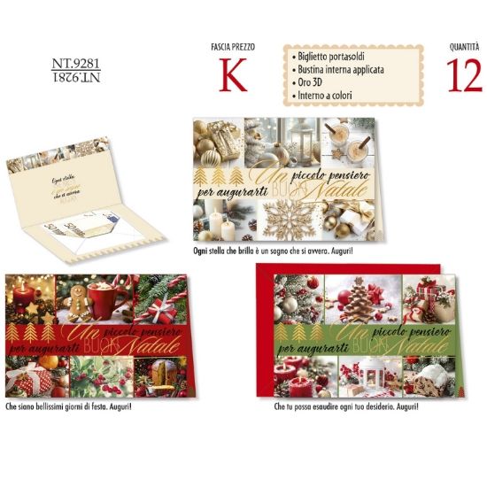 Picture of BIGLIETTI CROMO NATALE 12pz PORTASOLDI