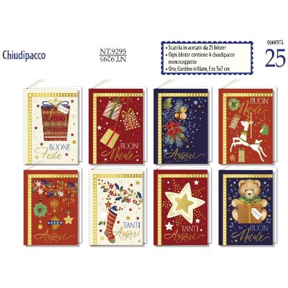 Picture of BIGLIETTI CROMO NATALE 25pz CHIUDIPACCO