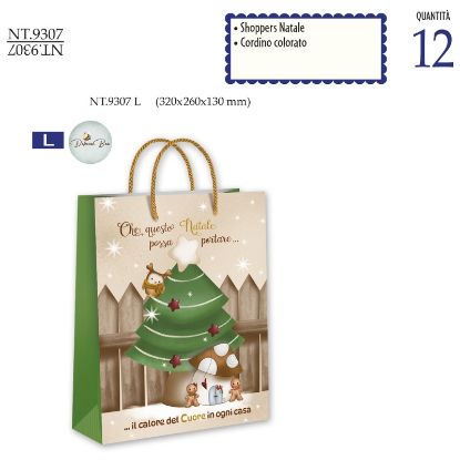 Picture of SACCHETTI SHOPPER DECOR NATALE 32x26x13cm 12pz LARGE CROMO