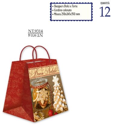 Immagine di SACCHETTI SHOPPER PANETTONE 25x25x35cm 12pz DOLCI