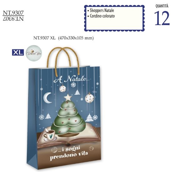 Immagine di SACCHETTI SHOPPER DECOR NATALE 47x33x10,5cm 12pz XLARGE CROMO
