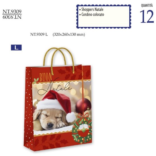 Immagine di SACCHETTI SHOPPER DECOR NATALE 32x26x13cm 12pz LARGE CROMO