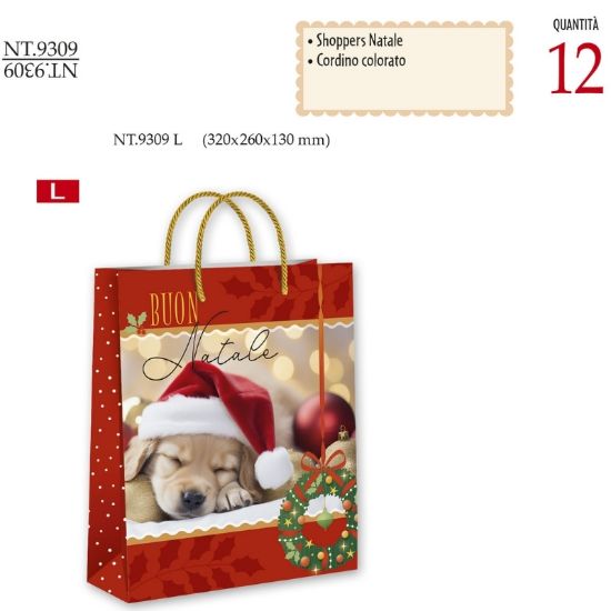 Immagine di SACCHETTI SHOPPER DECOR NATALE 32x26x13cm 12pz LARGE CROMO