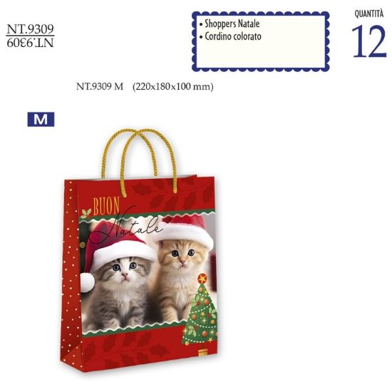 Immagine di SACCHETTI SHOPPER DECOR NATALE 22x18x10cm 12pz MEDIO CROMO