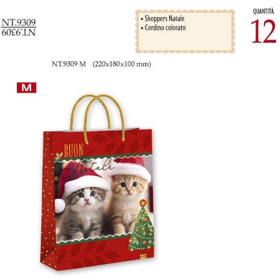 Immagine di SACCHETTI SHOPPER DECOR NATALE 22x18x10cm 12pz MEDIO CROMO