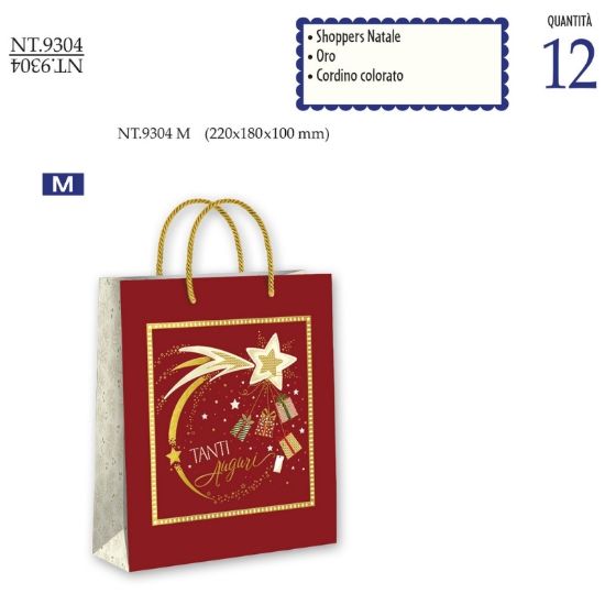 Immagine di SACCHETTI SHOPPER DECOR NATALE 22x18x10cm 12pz MEDIO CROMO