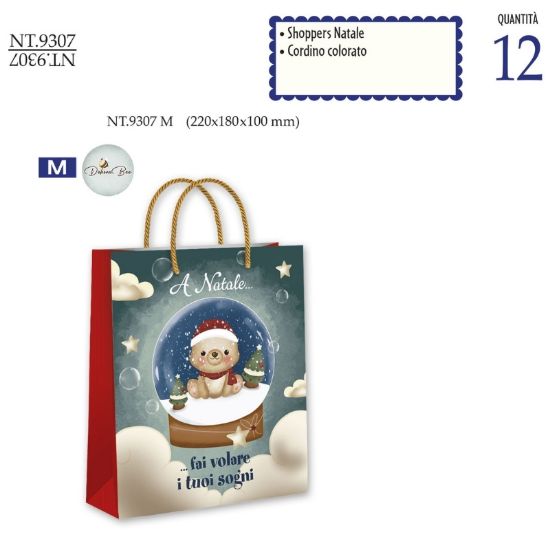 Immagine di SACCHETTI SHOPPER DECOR NATALE 22x18x10cm 12pz MEDIO CROMO