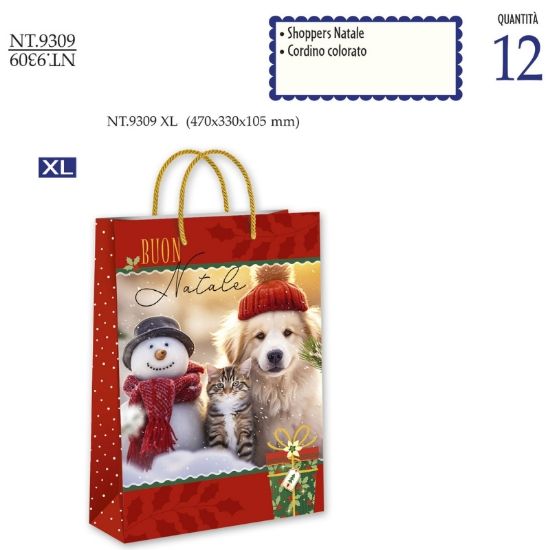 Immagine di SACCHETTI SHOPPER DECOR NATALE 47x33x10,5cm 12pz XLARGE CROMO