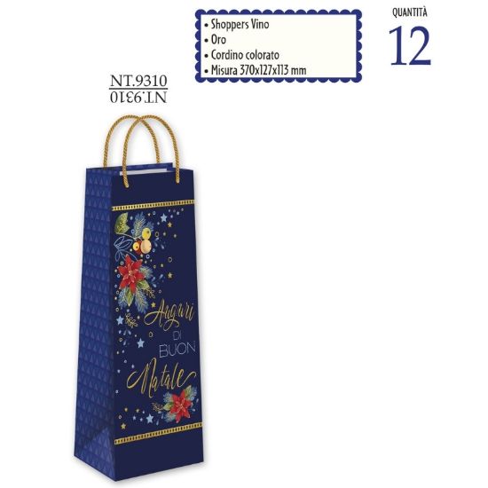 Immagine di SACCHETTI SHOPPER BOTTIGLIA  12X12X37cm 12pz VINO BOUTIQUE