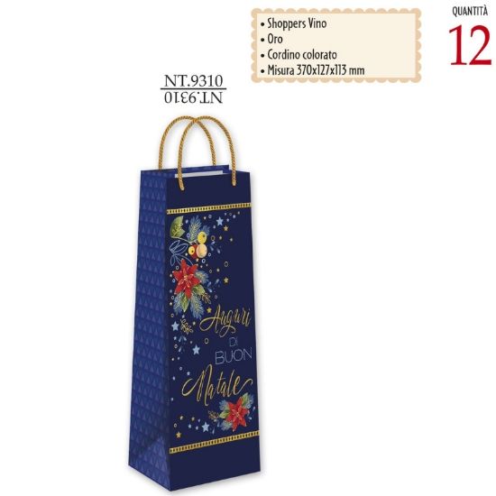 Immagine di SACCHETTI SHOPPER BOTTIGLIA 12X12X37cm 12pz VINO BOUTIQUE