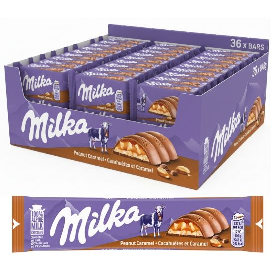 Picture of MILKA ZACK BARRETTA ARACHIDI E CARAMELLO 37gr 36pz