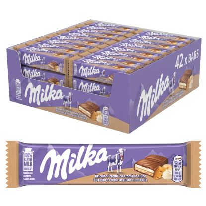 Immagine di MILKA BARRETTA BISCOTTO E CREMA NOCCIOLA 42pz 46gr
