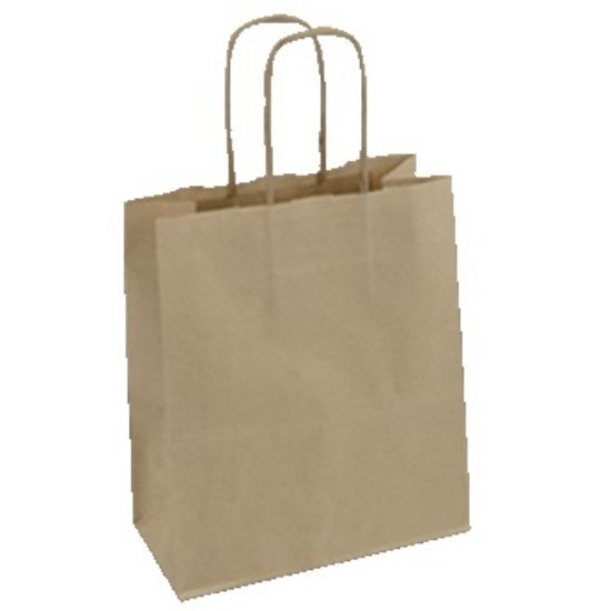 Immagine di SACCHETTI SHOPPER AVANA 14x9x21cm 25pz CON MANICO CARTA