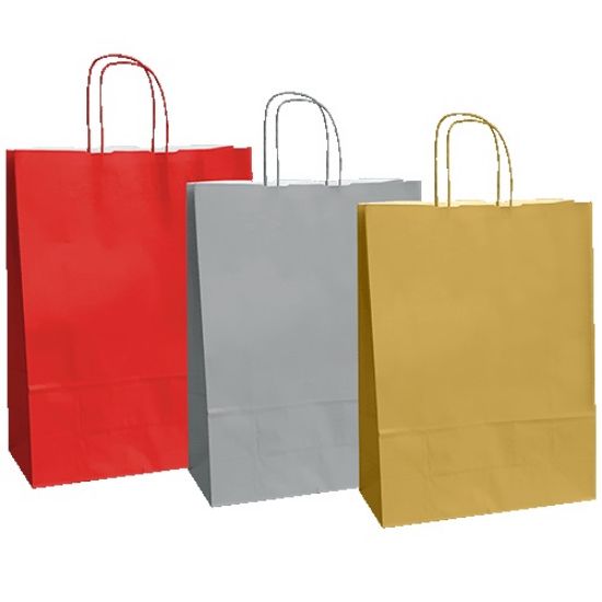 Immagine di SACCHETTI SHOPPER TINTA UNITA 18x8x24cm 25pz ASSORTITE JOLLY KRAFT