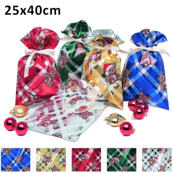 Immagine di BUSTA REGALO CELLO DECOR PELUCHE 25X40 100pz
