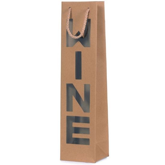 Immagine di SACCHETTI SHOPPER BOTTIGLIA 9x37 + 8,5cm 12pz KRAFT