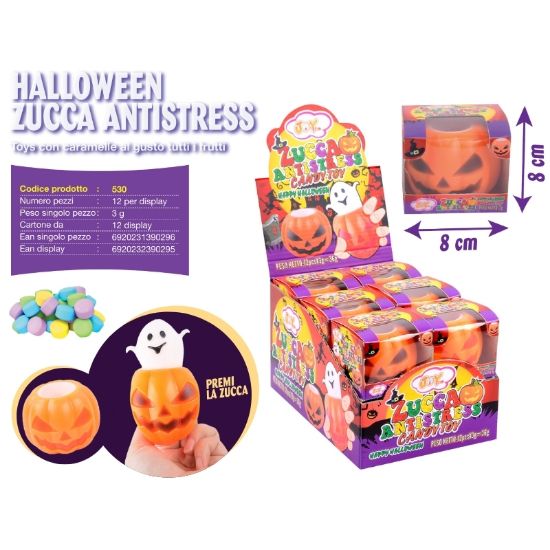 Immagine di CARAMELLE TOYS JOY ZUCCA ANTISTRESS 12pz HALLOWEEN - JOYGUM
