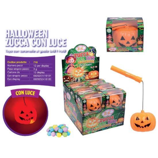 Picture of CARAMELLE TOYS JOY ZUCCA CON LUCE 12pz HALLOWEEN - JOYGUM