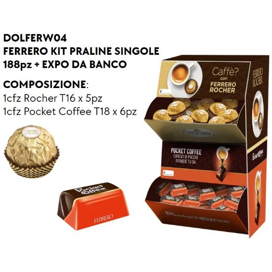 Immagine di FERRERO KIT PRALINE SINGOLE 188pz + EXPO DA BANCO - PR2025