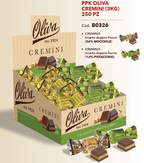 Immagine di OLIVA PRALINE CREMINI 250pz 3Kg MIX 4GUSTI ASSORTITI
