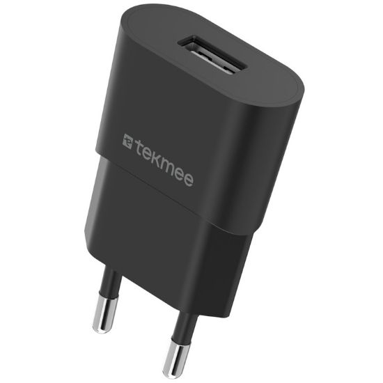 Picture of PRESA ALIMENTAZIONE DA MURO USB 1 PLUG 1pz NERO TEKMEE