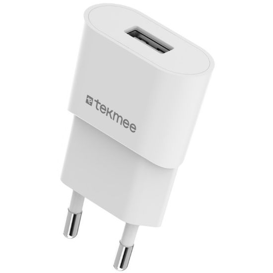 Immagine di PRESA ALIMENTAZIONE DA MURO USB 1 PLUG 1pz BIANCO TEKMEE