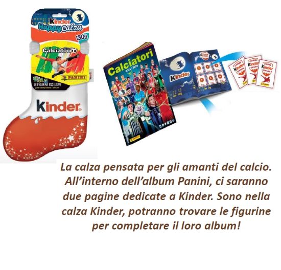 Immagine di FERRERO KINDER CALZE BEFANA 6pz 130gr - PANINI FIGURINE CALCIATORI