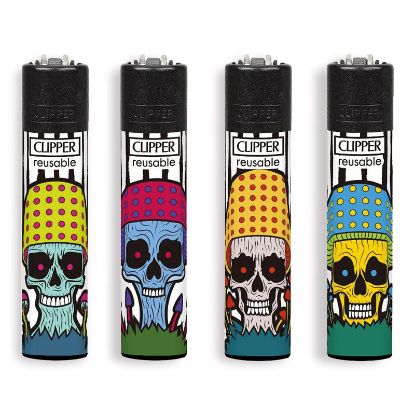 Immagine di ACCENDINO CLIPPER PIETRINA 48pz MUSHROOMS SKULLS + LB