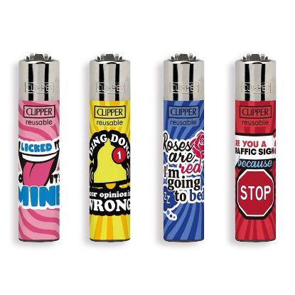 Immagine di ACCENDINO CLIPPER MINI PIETRINA 48pz FUNNY SENTENCES
