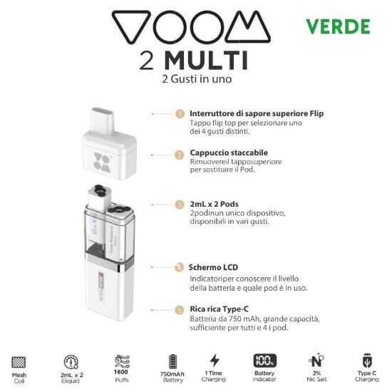 Immagine di VOOM DEVICE MULTI2 RICARICABILE 1pz GREEN